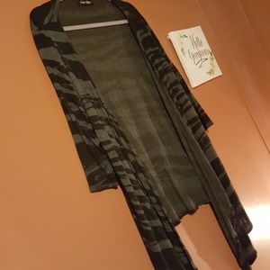 Gray and Black Draped Cardigan